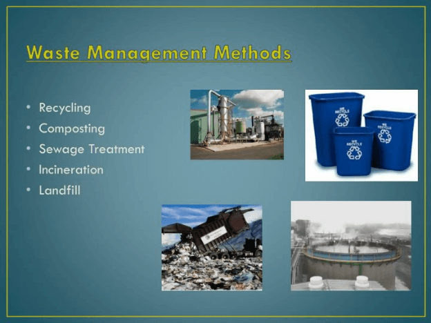 Examples of waste management processes, including waste to energy methods